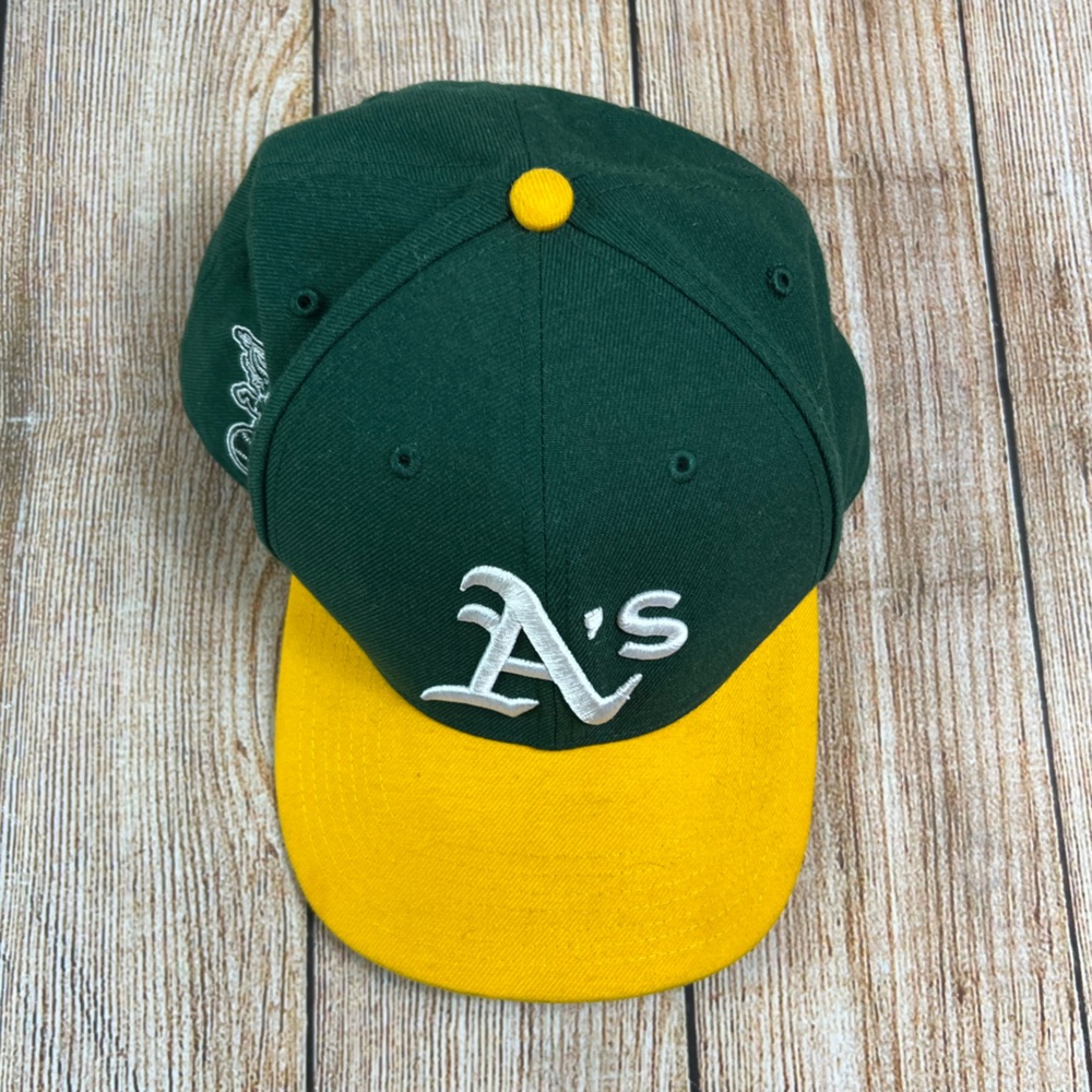 Oakland A’s Baseball MLB Snapback Hat 47 Brand Green Yellow - Picture 2 of 7